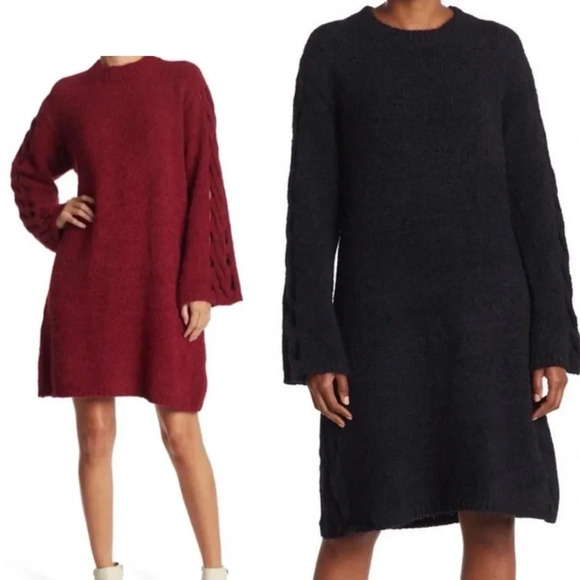 Bundle Knit Sweater Dress Size S Balloon Sleeve Pullover Cozy Fall Winter - Picture 1 of 11